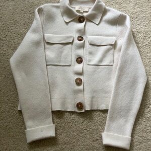 Sezane Cream Button-Up Cardigan